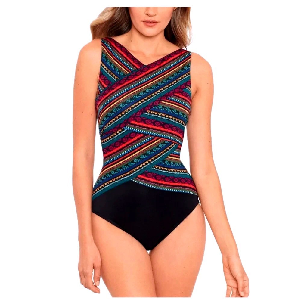 Miraclesuit Raya Del Sol Brio Tummy Control One Piece Swimsuit NWT 8 Colorful